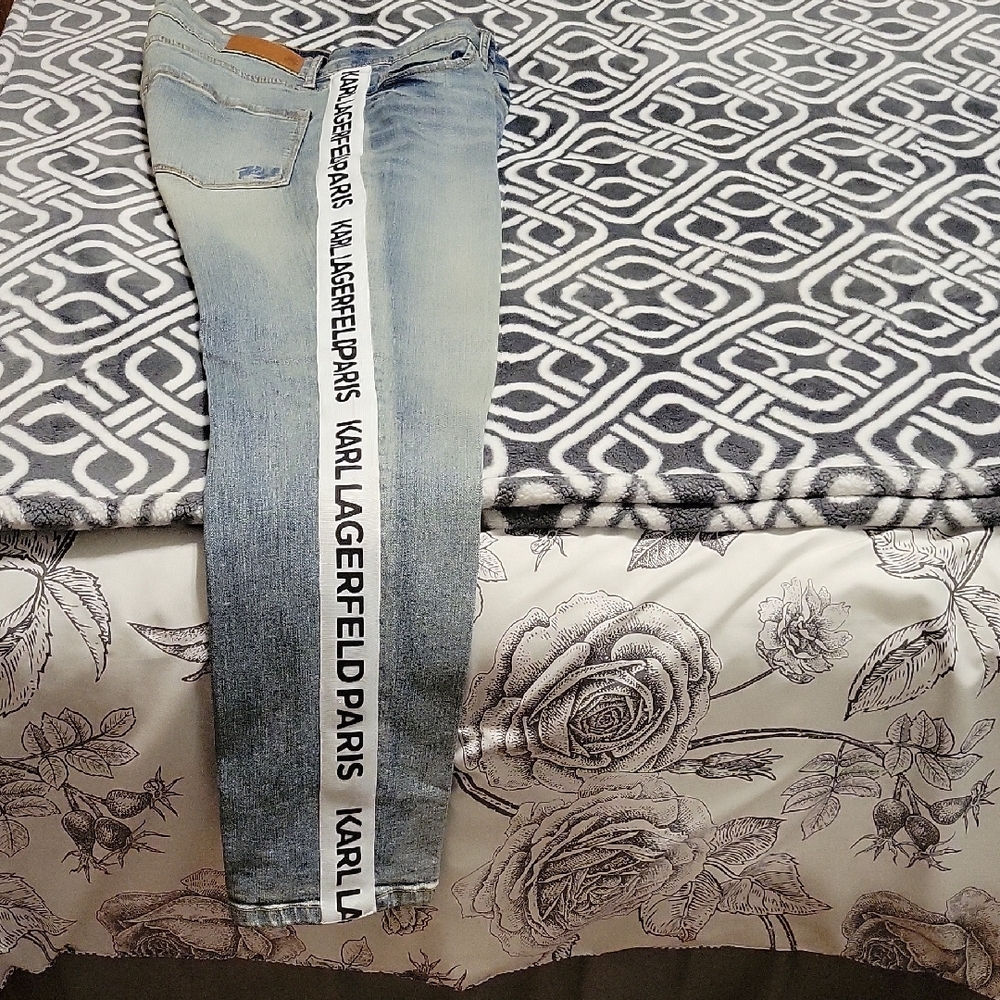 Karl Lagerfeld Women's Denim Jeans with Logo Stripe